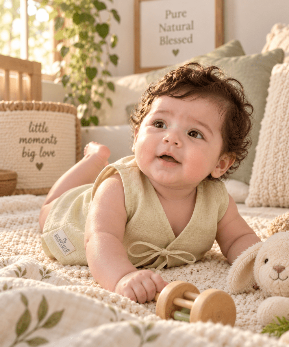 Bhagyavastra™ Neem Dyed (Off-White & Cream), 100% Cotton, Lucky & Herbal Newborn Baby Top (Jhabla) 0–6 Months - Babyluck World LLP