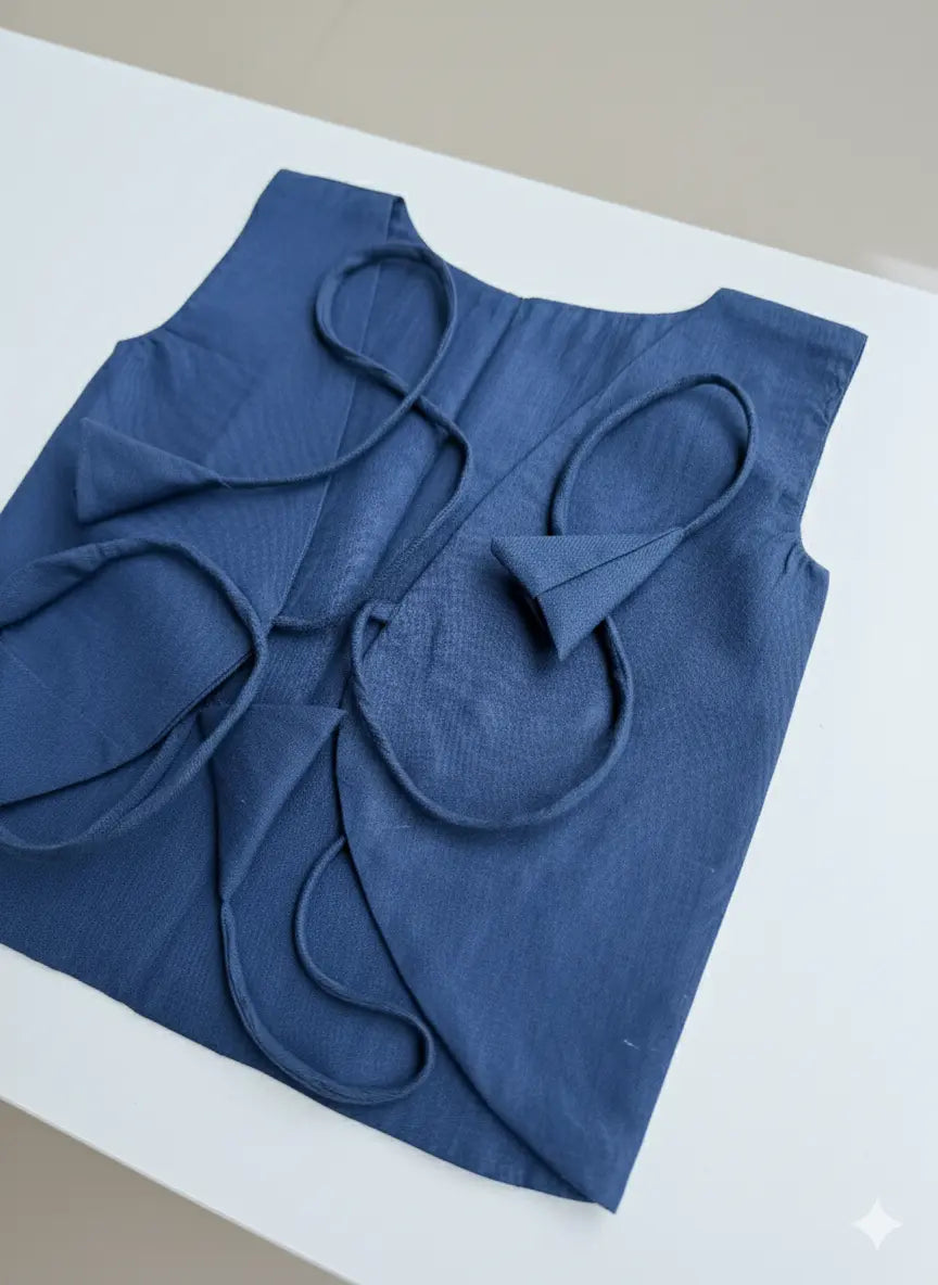 Bhagyavastra™ Indigo Blue, 100% Cotton, Newborn Baby Top (Jhabla) 0–3 Months