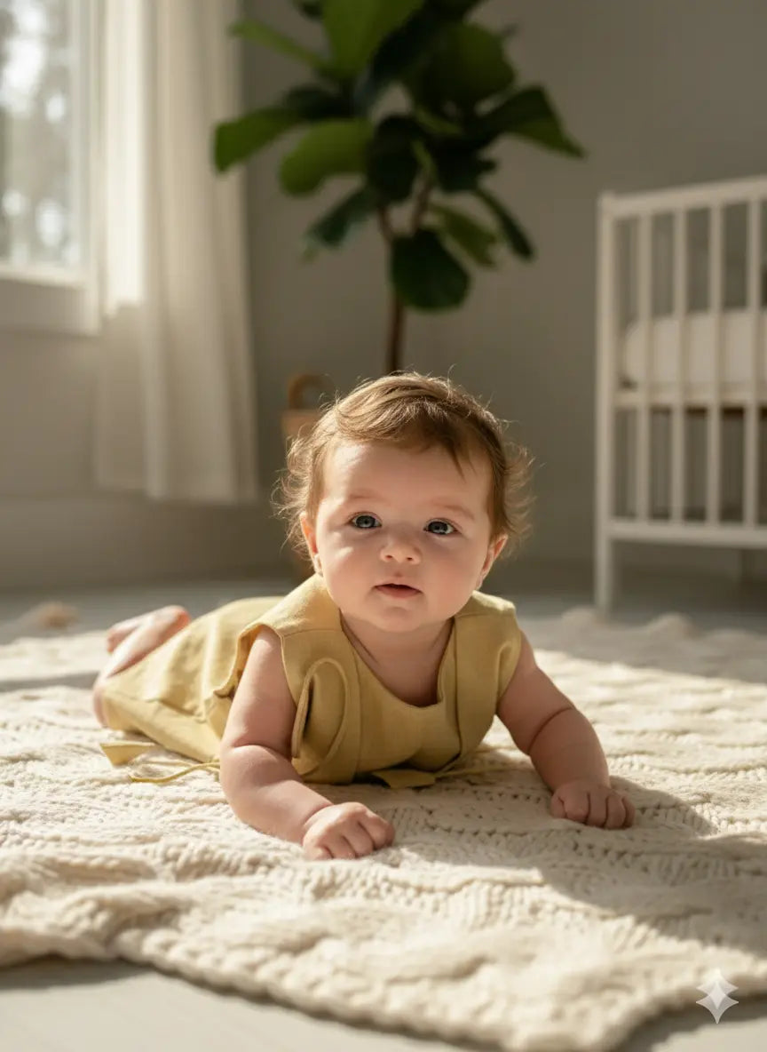 Bhagyavastra™ Haldi (Turmeric), 100% Cotton, Lucky & Herbal Newborn Baby Top (Jhabla) 0–3 Months