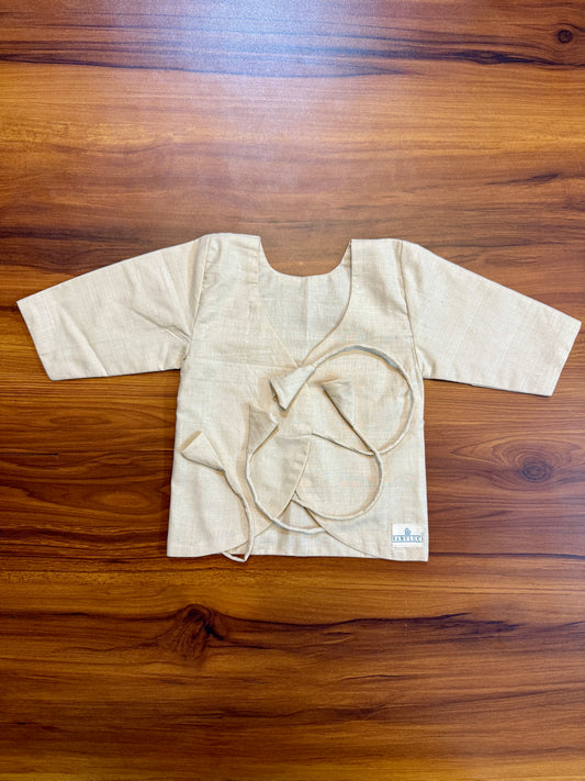 Bhagyavastra™ Neem Dyed (Off-White & Crème), 100% Cotton, Lucky & Herbal Newborn Baby Top (Jhabla) 0–3 Months