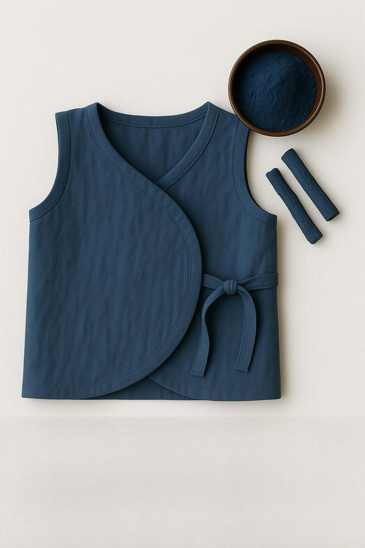 Babyluck Handwoven Cosmic & Elevating Jhabla – Indigo (Blue) | 0–3 Months
