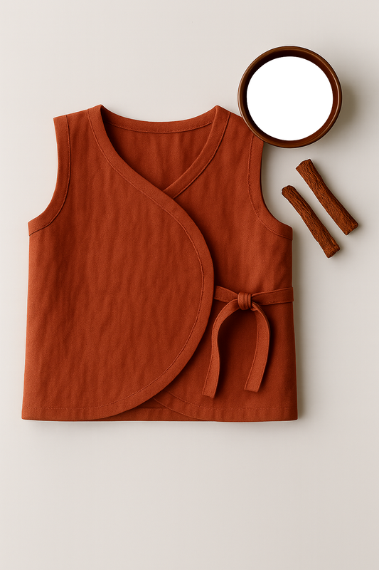 Babyluck Handwoven Cosmic & Healing Jhabla – Manjistha Dyed (Red) | 0–3 Months