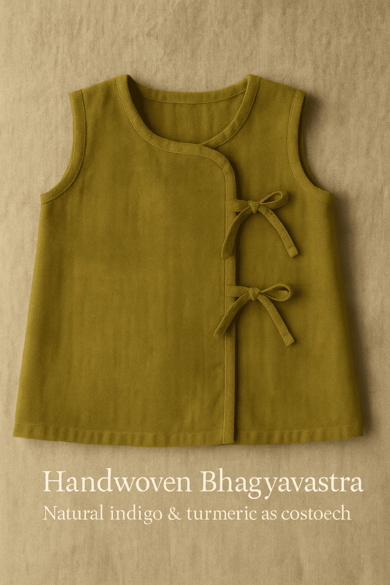 Babyluck Handwoven Cosmic & Healthy Jhabla – Natural Green (Indigo + Haldi Dyed) | 0– 3 Months - Babyluck World LLP