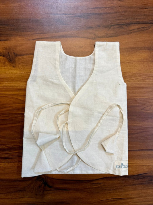 Bhagyavastra™ Aloe Vera Dyed (Off - White & Cream), 100% Cotton, Lucky & Herbal Newborn Baby Top (Jhabla) 0–3 Months - Babyluck World LLP
