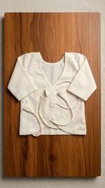 Bhagyavastra™ Aloe Vera Dyed (Off - White & Cream), 100% Cotton, Lucky & Herbal Newborn Baby Top (Jhabla) 0–3 Months Sleeves - Babyluck World LLP