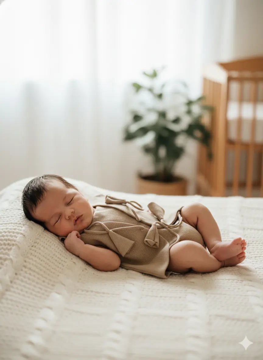 Bhagyavastra™ Chandan (Sandalwood) Dyed, 100% Cotton, Lucky & Herbal Newborn Baby Top (Jhabla) 0–3 Months - Babyluck World LLP