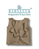 Bhagyavastra™ Chandan (Sandalwood) Dyed, 100% Cotton, Lucky & Herbal Newborn Baby Top (Jhabla) 0–3 Months - Babyluck World LLP