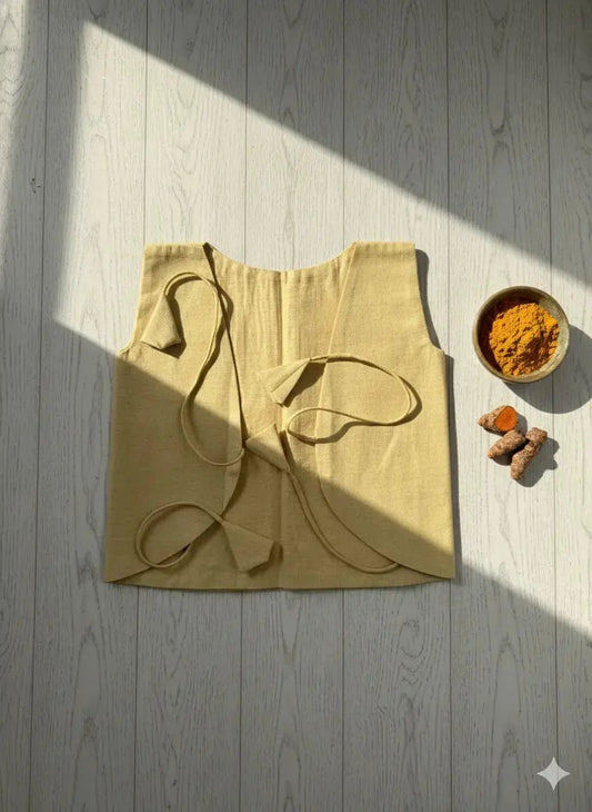 Bhagyavastra™ Haldi (Turmeric) Dyed, 100% Cotton, Lucky & Herbal Newborn Baby Top (Jhabla) 0–3 Months - Babyluck World LLP