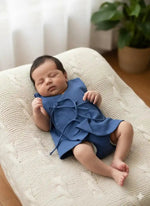 Bhagyavastra™ Indigo Blue, 100% Cotton, Lucky & Herbal Newborn Baby Top (Jhabla) 0–3 Months - Babyluck World LLP