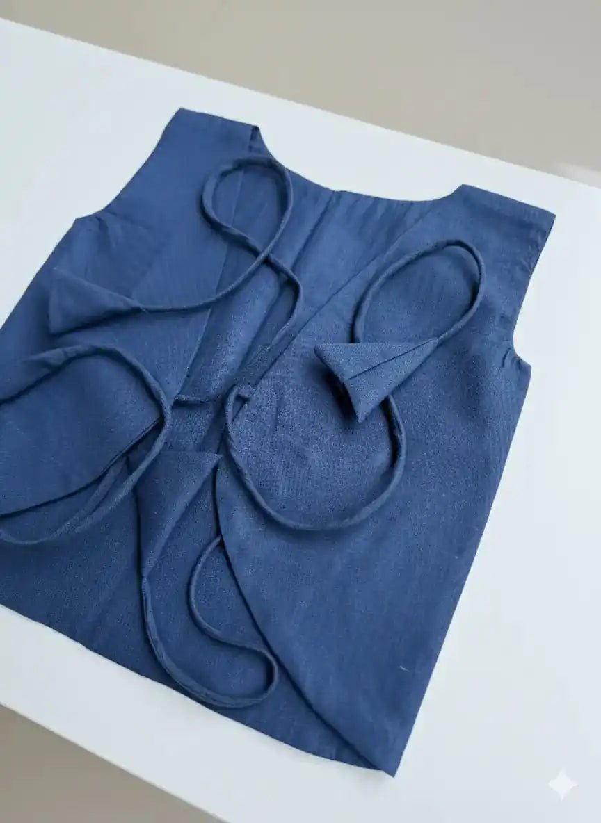 Bhagyavastra™ Indigo Blue, 100% Cotton, Lucky & Herbal Newborn Baby Top (Jhabla) 0–3 Months - Babyluck World LLP