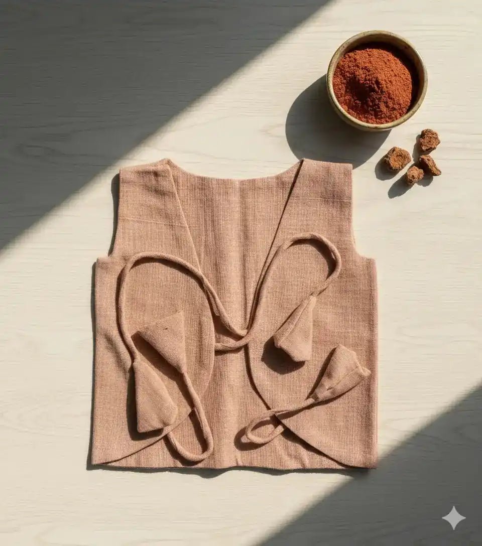 Bhagyavastra™ Manjistha (Maddar) Dyed, 100% Cotton, Lucky & Herbal Newborn Baby Top (Jhabla) 0–3 Months - Babyluck World LLP