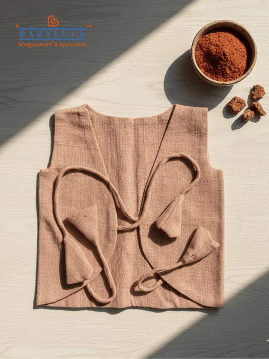 Bhagyavastra™ Manjistha (Maddar) Dyed, 100% Cotton, Lucky & Herbal Newborn Baby Top (Jhabla) 0–6 Months. - Babyluck World LLP