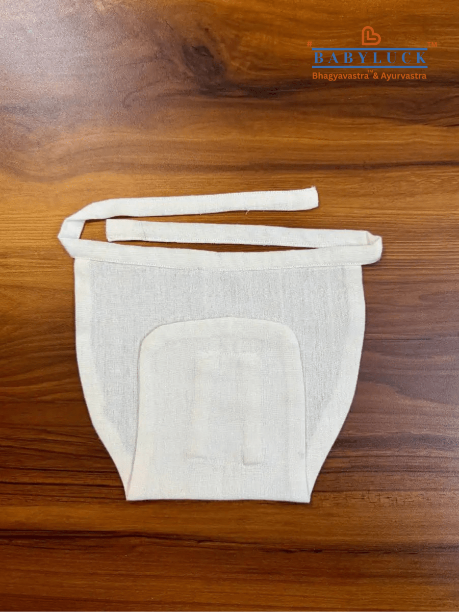 Bhagyavastra™ Natural White, 100% Cotton, Lucky & Herbal Newborn Baby Nappy 0–6 Months - Babyluck World LLP