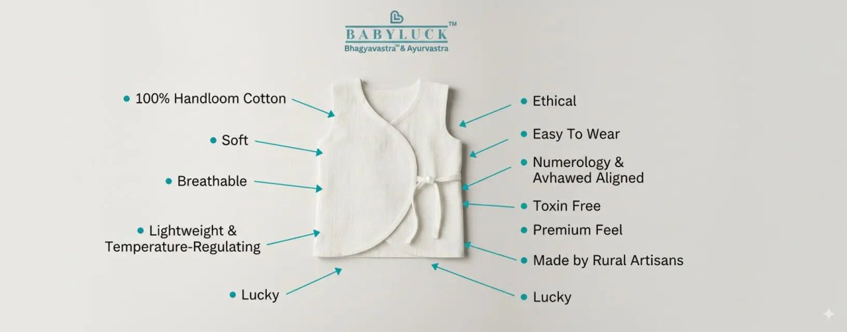 Bhagyavastra™ Neem Dyed (Off - White & Cream), 100% Cotton, Lucky & Herbal Newborn Baby Top (Jhabla) 0–3 Months - Babyluck World LLP