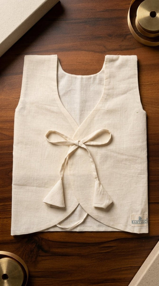 Bhagyavastra™ Neem Dyed (Off - White & Cream), 100% Cotton, Lucky & Herbal Newborn Baby Top (Jhabla) 0–3 Months - Babyluck World LLP