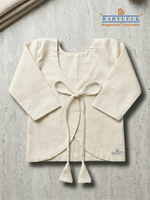 Bhagyavastra™ Neem Dyed (Off-White & Cream), 100% Cotton, Lucky & Herbal Newborn Baby Top (Jhabla) 0–6 Months. Sleeves - Babyluck World LLP