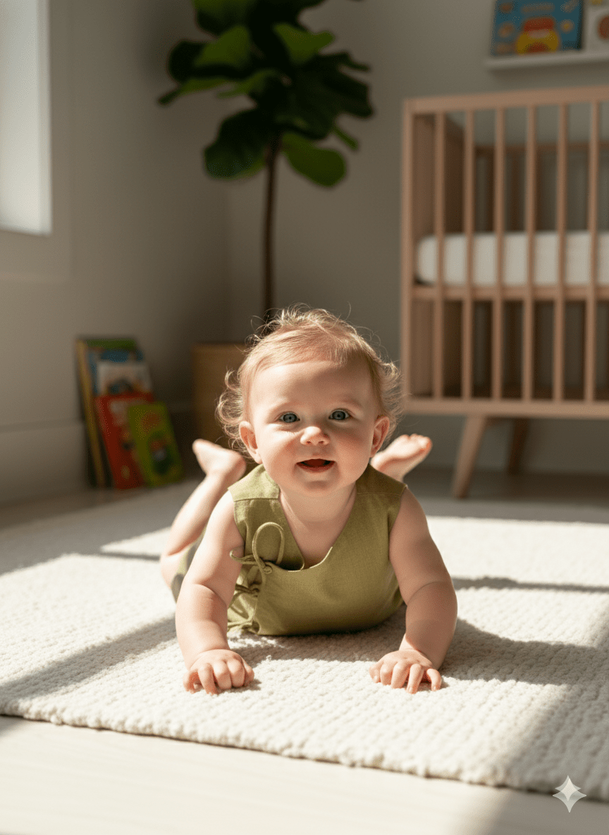 Bhagyavastra™ Tulsi (Basil) Dyed, 100% Cotton, Lucky & Herbal Newborn Baby Top (Jhabla) 0–3 Months - Babyluck World LLP