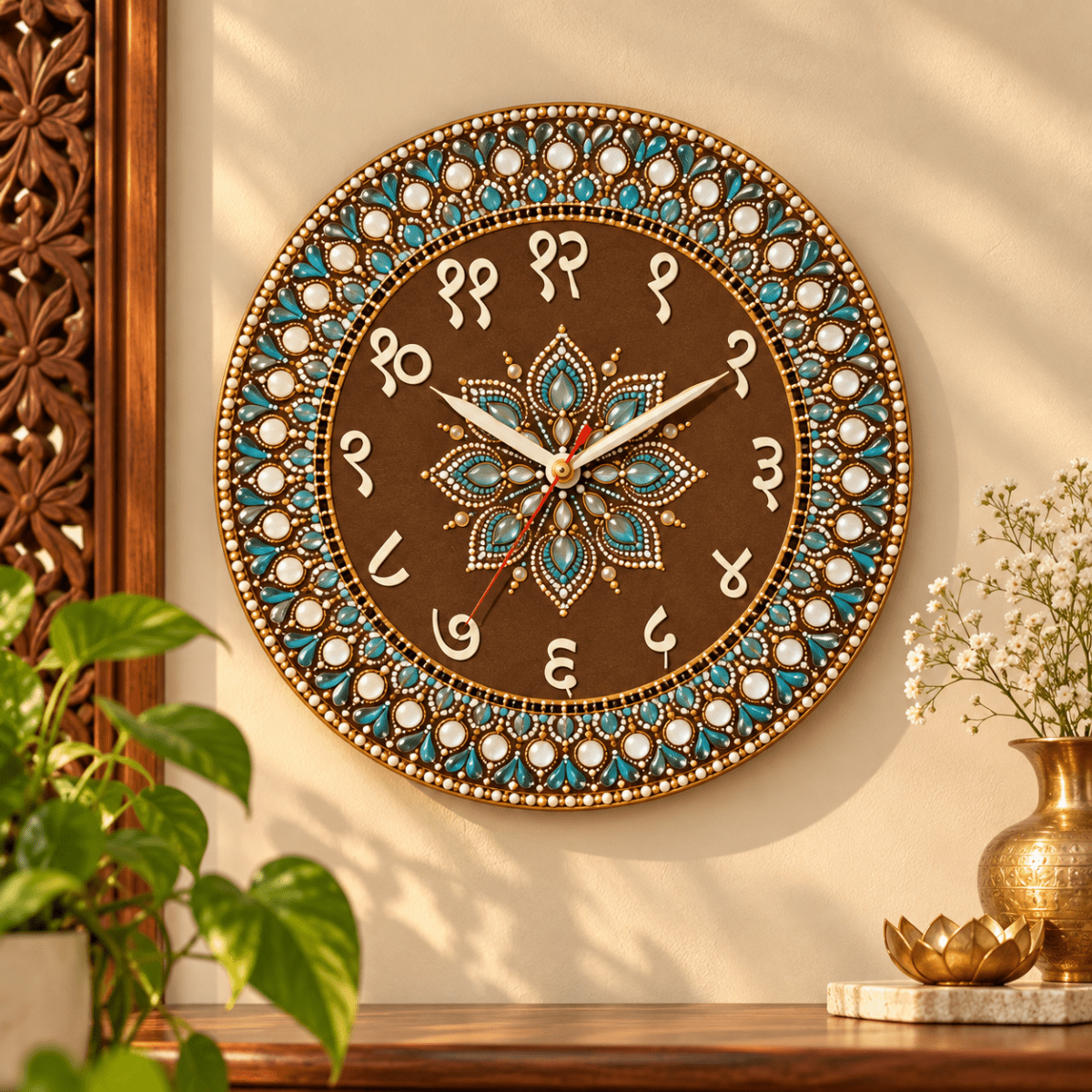 Cow Dung Wall Clock (Hindi) for Vastu Dosh Nivaran, Positive Energy & Prosperity - Babyluck World - Bhagyavastra & Ayurvastra