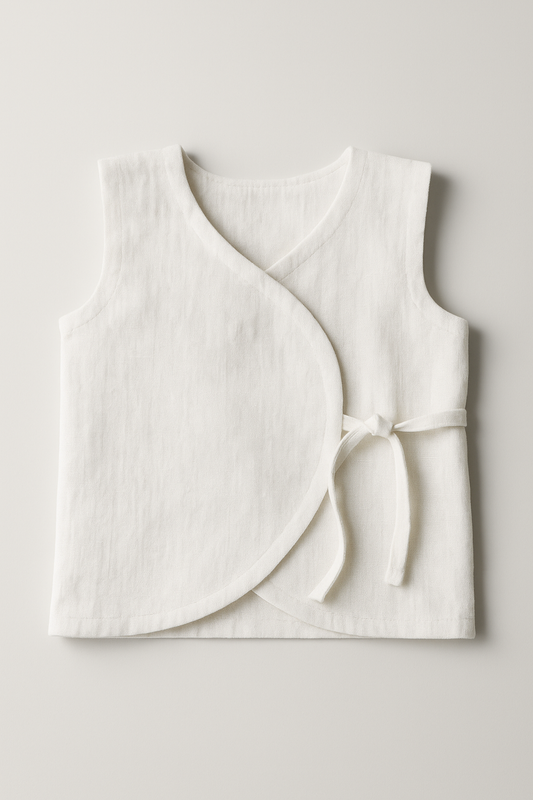 Babyluck Handwoven Cosmic & Sacred Jhabla – Natural White | 0–3 Months